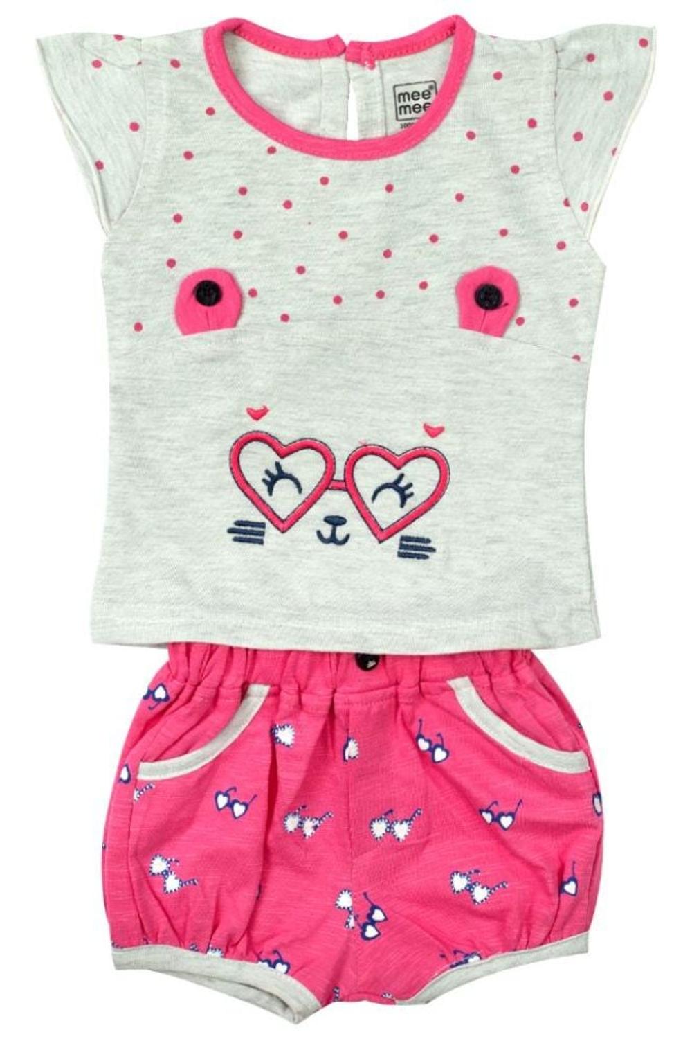 Mee Mee Solid Knits And Woven Girls Short Set